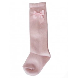 Calcetines altos niña bebe flor rosa