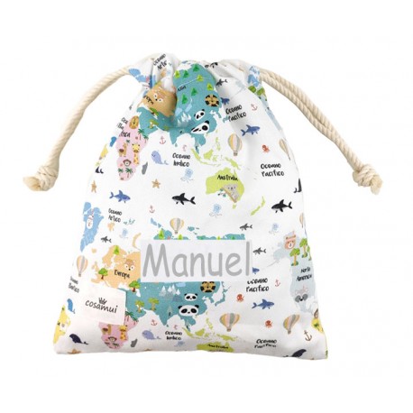 Comprar mochila niño personalizada nombre mapamundi