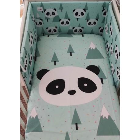 Funda Nórdica cuna panda mint