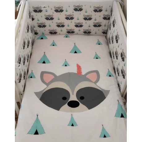 Sábana cuna 60x120 Mapache total