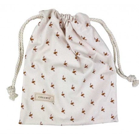 bolsa merienda escuela infantil personalizada abeja blanco